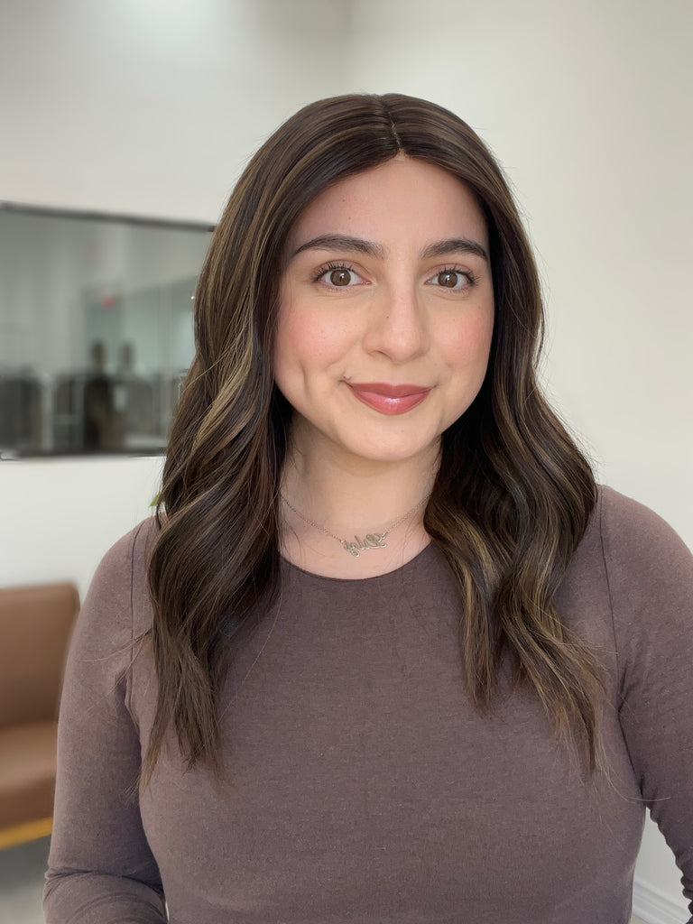 lace top human hair wig - brunette human hair wig - lace top wigs for women - breathable human hair wigs - affordable natural hair wigs - full coverage human hair wigs