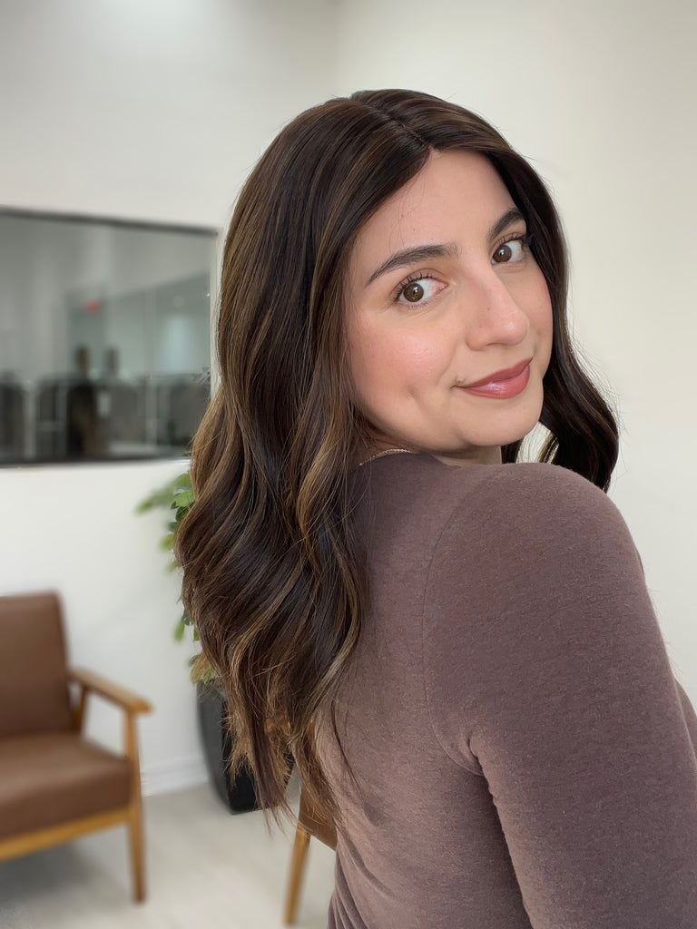 lace top human hair wig - brunette human hair wig - lace top wigs for women - breathable human hair wigs - affordable natural hair wigs - full coverage human hair wigs