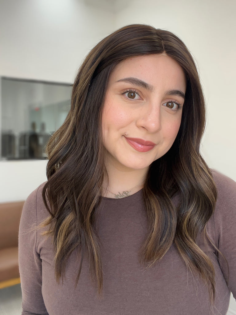 lace top human hair wig - brunette human hair wig - lace top wigs for women - breathable human hair wigs - affordable natural hair wigs - full coverage human hair wigs