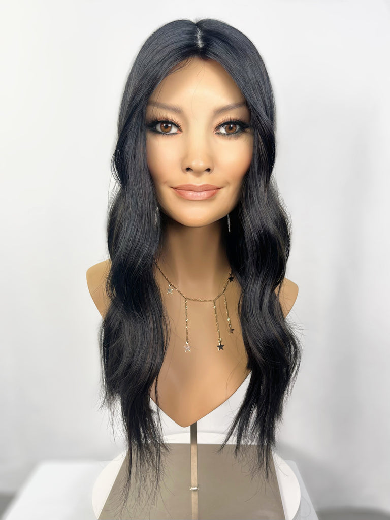 Highline Topper, "#1B Black with Soft Caramel Highlights" (R1667) - Silk or Lace