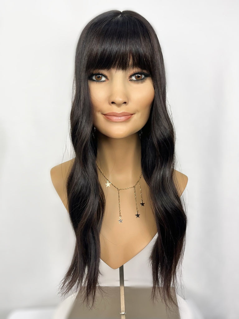 Highline Topper, "Natural Soft Black with Bangs" (R1713) - Silk or Lace