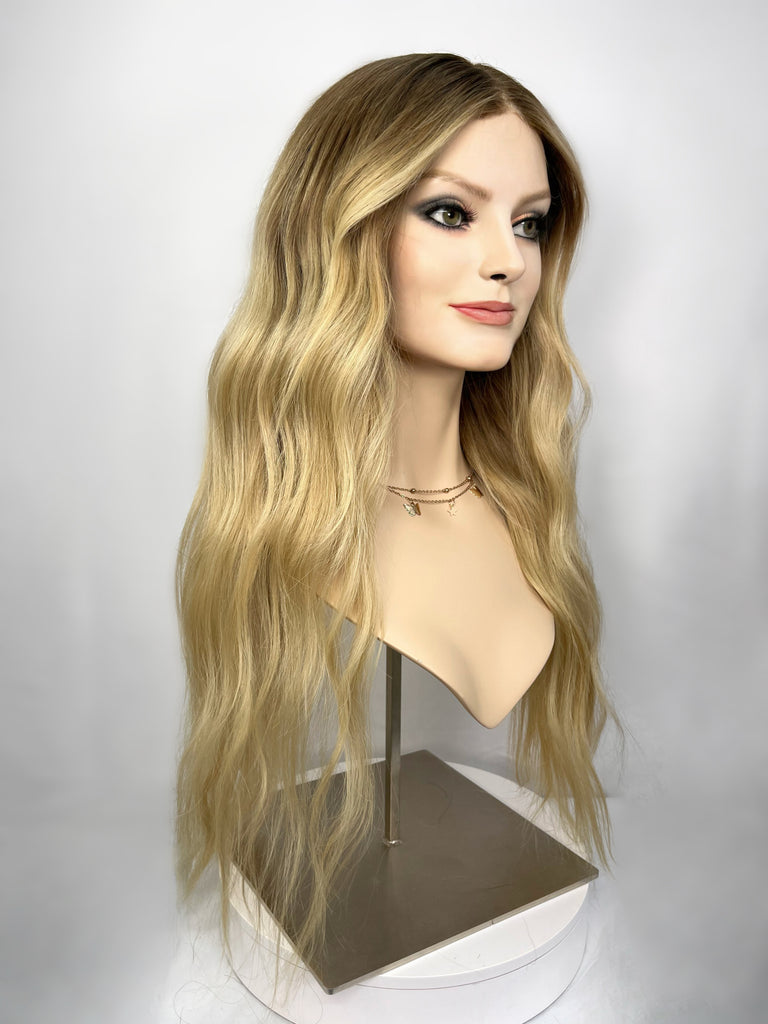 Freedom Couture Full Lace Wig, "Honey Golden Blonde with Extended Root" (R1680) - Silk or Lace