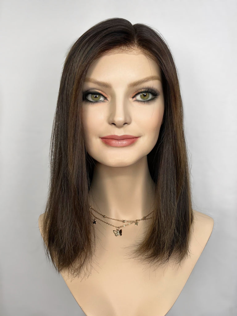 Highline Lace Top Wig, "Dimensional Browns with Dark Root" (R1768) - Silk or Lace