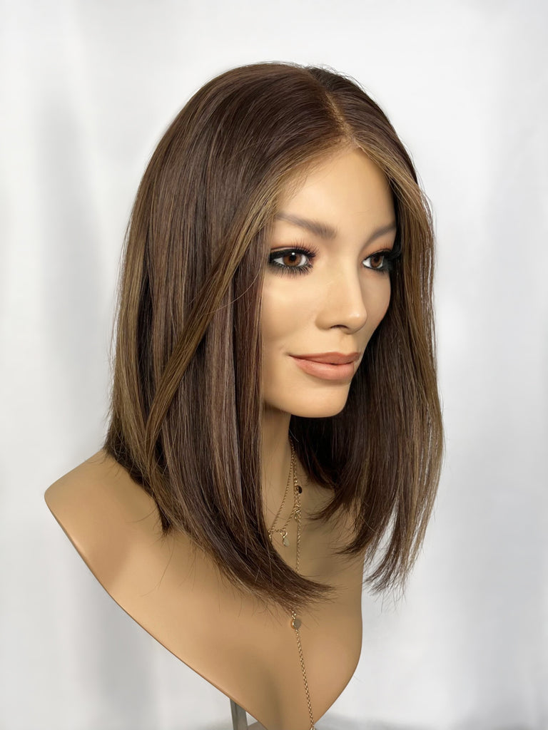 lace top human hair wig - highline wigs - brunette human hair wig - lace top wigs for women - breathable human hair wigs - affordable natural hair wigs - full coverage human hair wigs