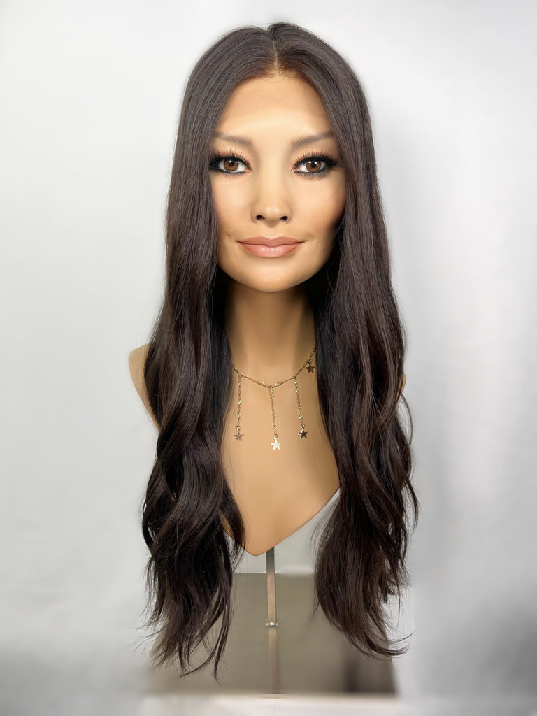 Madison Lace Top Comfort Cap Wig, "Dark Brown" (R1785) - Silk or Lace
