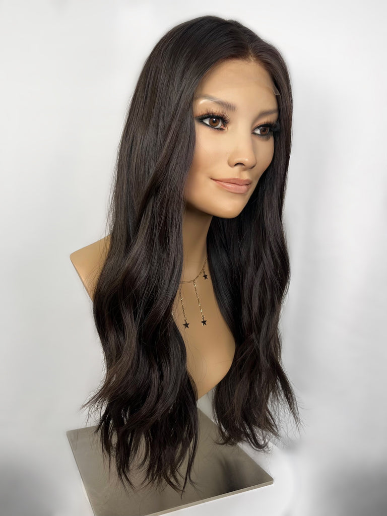 Madison Lace Top Comfort Cap Wig, "Dark Brown" (R1785) - Silk or Lace