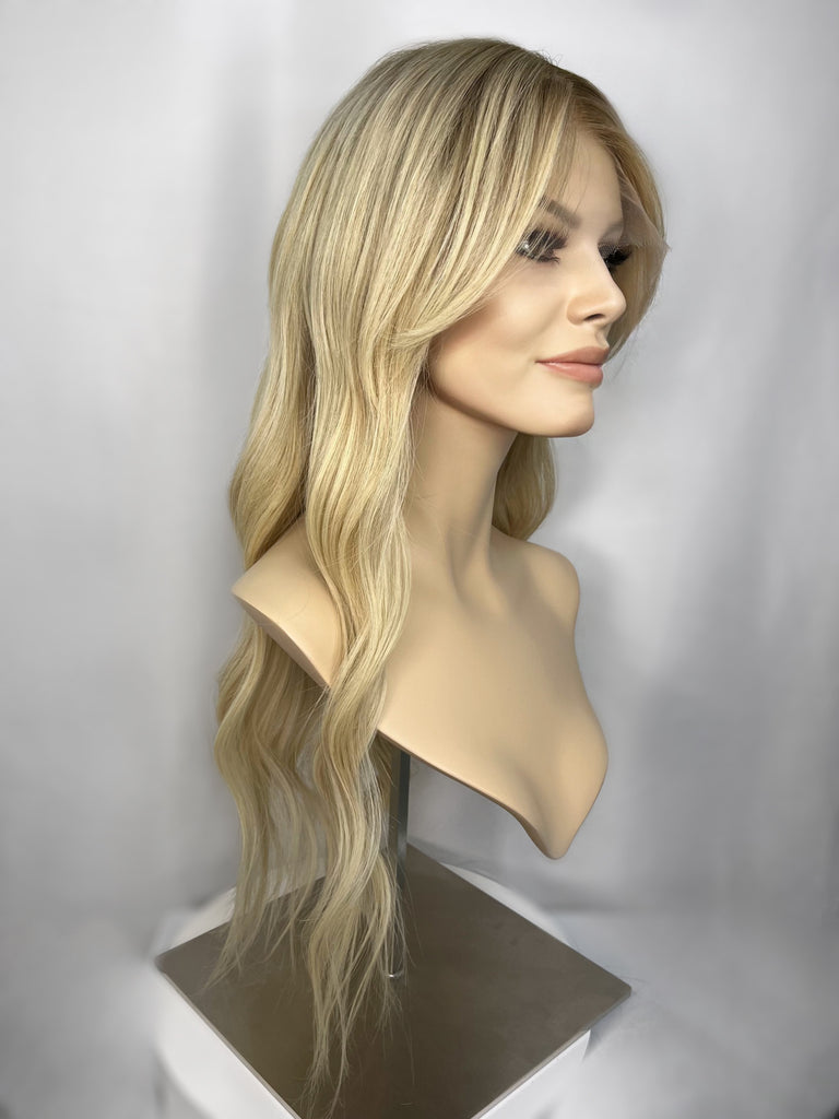 lace top human hair wig - blonde human hair wig - lace top wigs for women - breathable human hair wigs - affordable natural hair wigs - full coverage human hair wigs