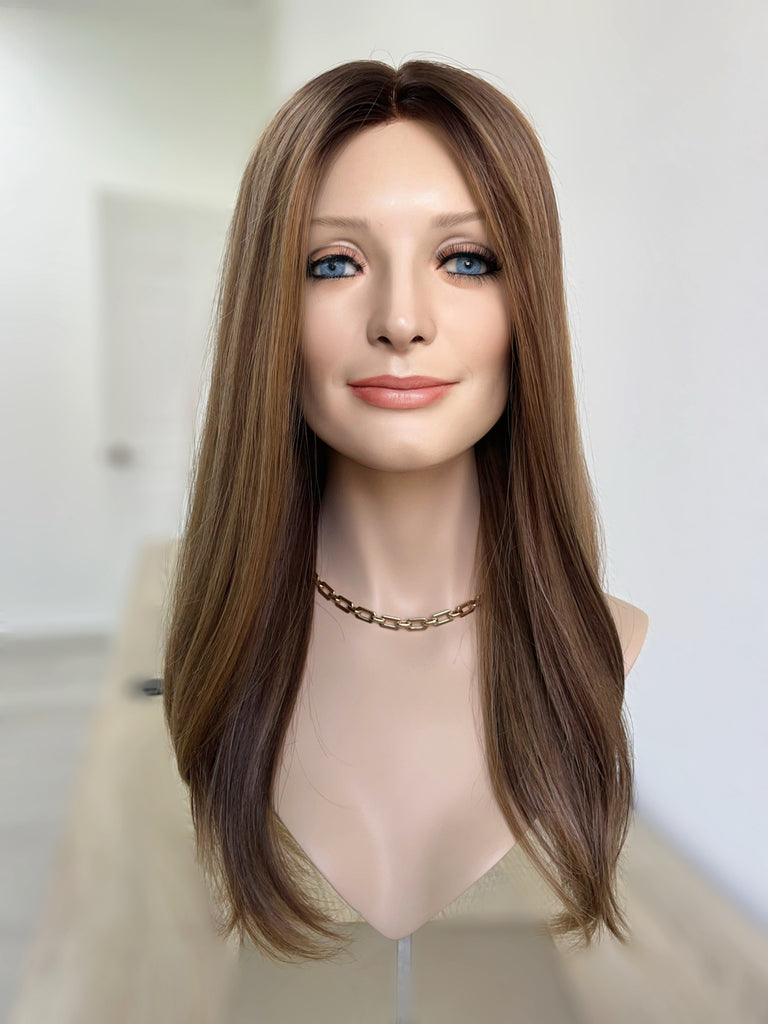 lace top human hair wig - brunette human hair wig - lace top wigs for women - breathable human hair wigs - affordable natural hair wigs - full coverage human hair wigs