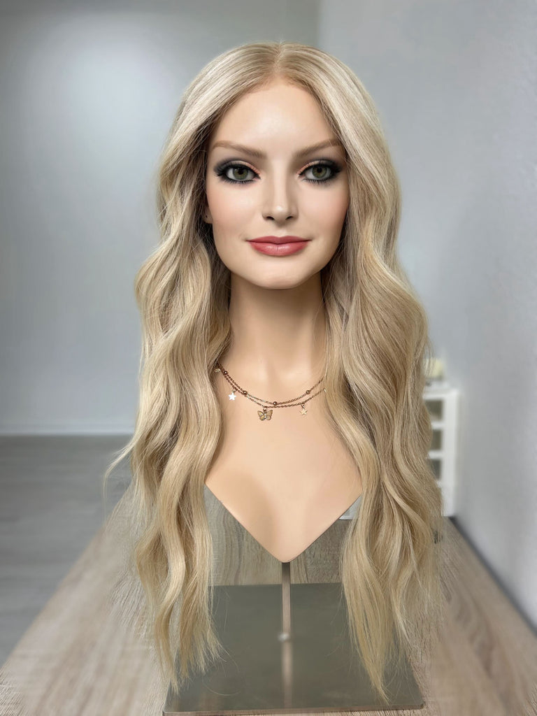 lace top human hair wig - blonde human hair wig - lace top wigs for women - breathable human hair wigs - affordable natural hair wigs - full coverage human hair wigs