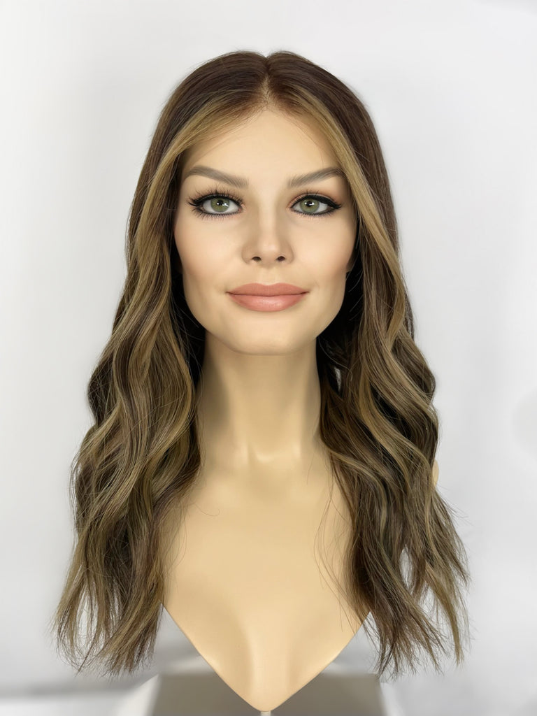 Lu's Lace Top Wig, "4B1191 - Dark Brown with Highlights" (R1619) - Silk or Lace