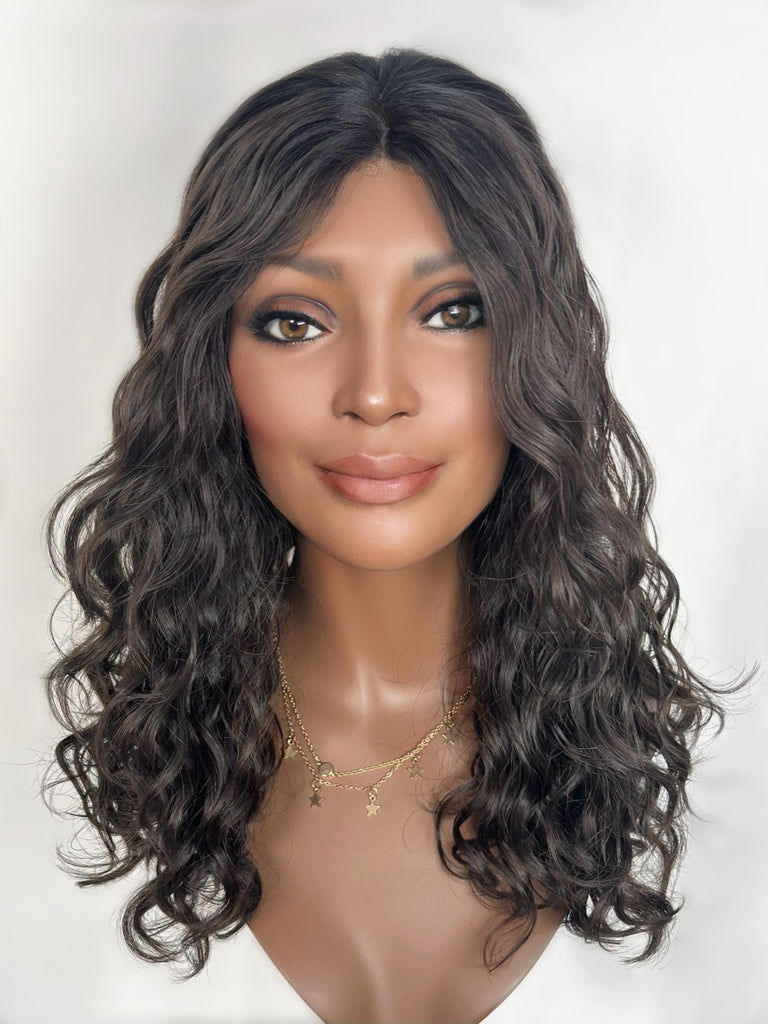 Milano Divine Lace Top Wavy Wig, "Natural Soft Black" (R1620) - Silk or Lace