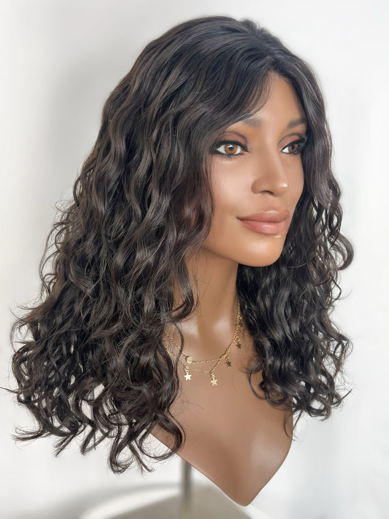 Milano Divine Lace Top Wavy Wig, "Natural Soft Black" (R1620) - Silk or Lace