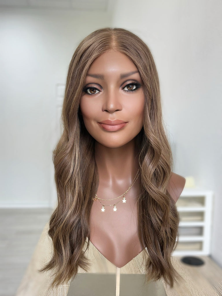 lace top human hair wig - brunette human hair wig - lace top wigs for women - breathable human hair wigs - affordable natural hair wigs - full coverage human hair wigs