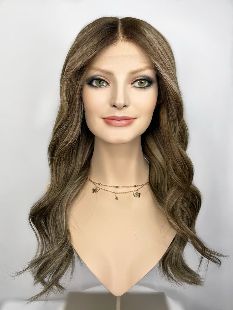 Silk or Lace Lace Top Wig, "Rooted Ashy Dark Dimensional Blonde" (R1672) - Silk or Lace